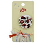 Martisor cu Brosa pentru copii, Jolie, Material Metal, Ambalaj Carton cu Design, Model Buburuze, Alb