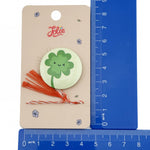 Martisor cu Brosa pentru copii, Jolie, Material Metal, Ambalaj Carton cu Design, Model Trifoi, Verde deschis
