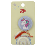 Martisor cu Brosa pentru copii, Jolie, Material Metal, Ambalaj Carton cu Design, Model Unicorn, Mov
