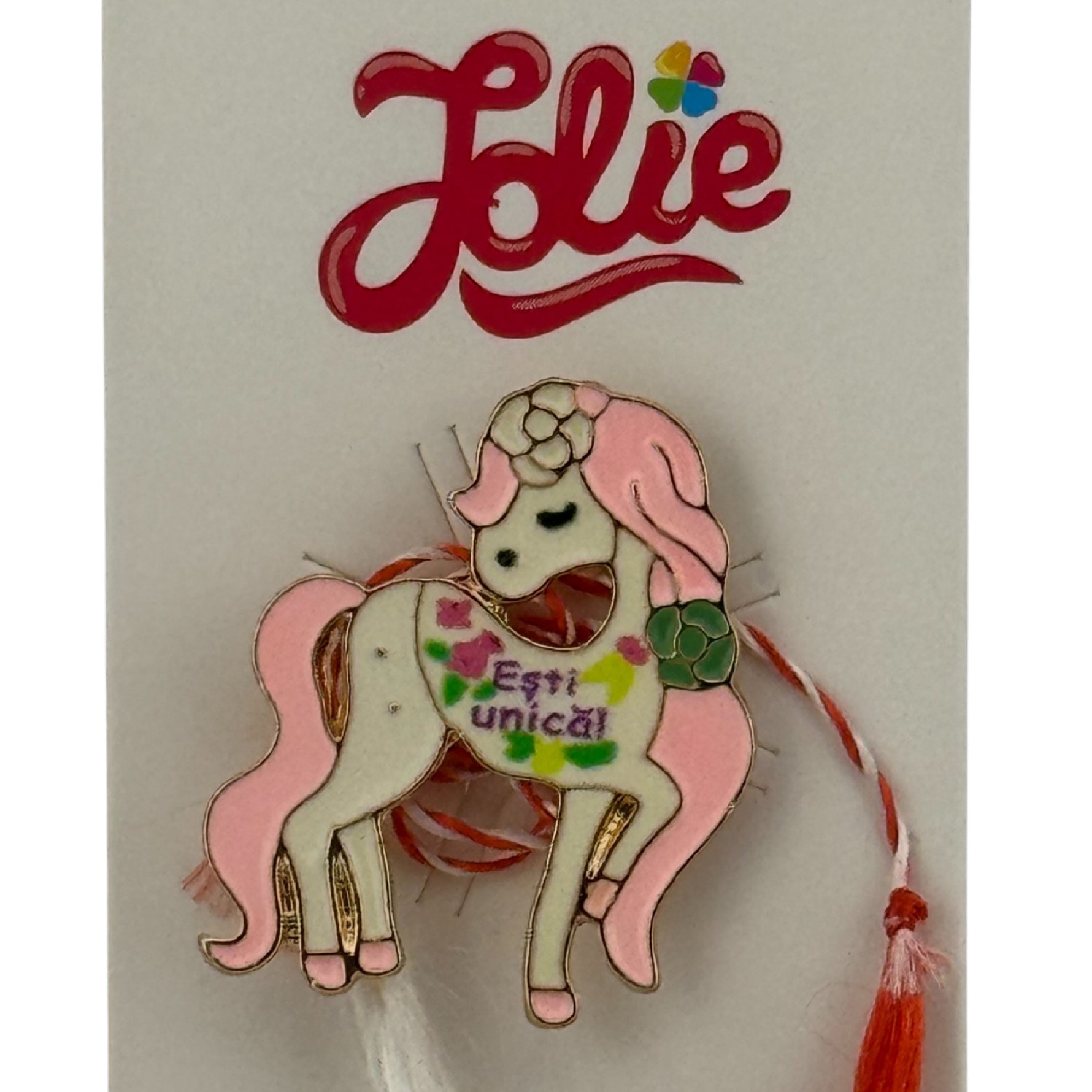 Martisor pentru copii, Jolie, Material Metal, Ambalaj Carton cu Design, Dimensiune Brosa Aproximativ 2x2 cm,