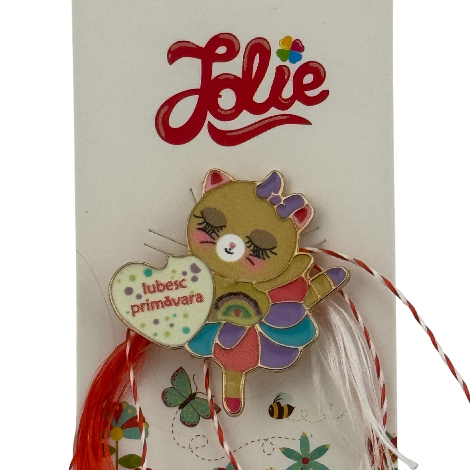 Martisor pentru copii, Jolie, Material Metal, Ambalaj Carton cu Design, Dimensiune Brosa Aproximativ 2x2 cm,