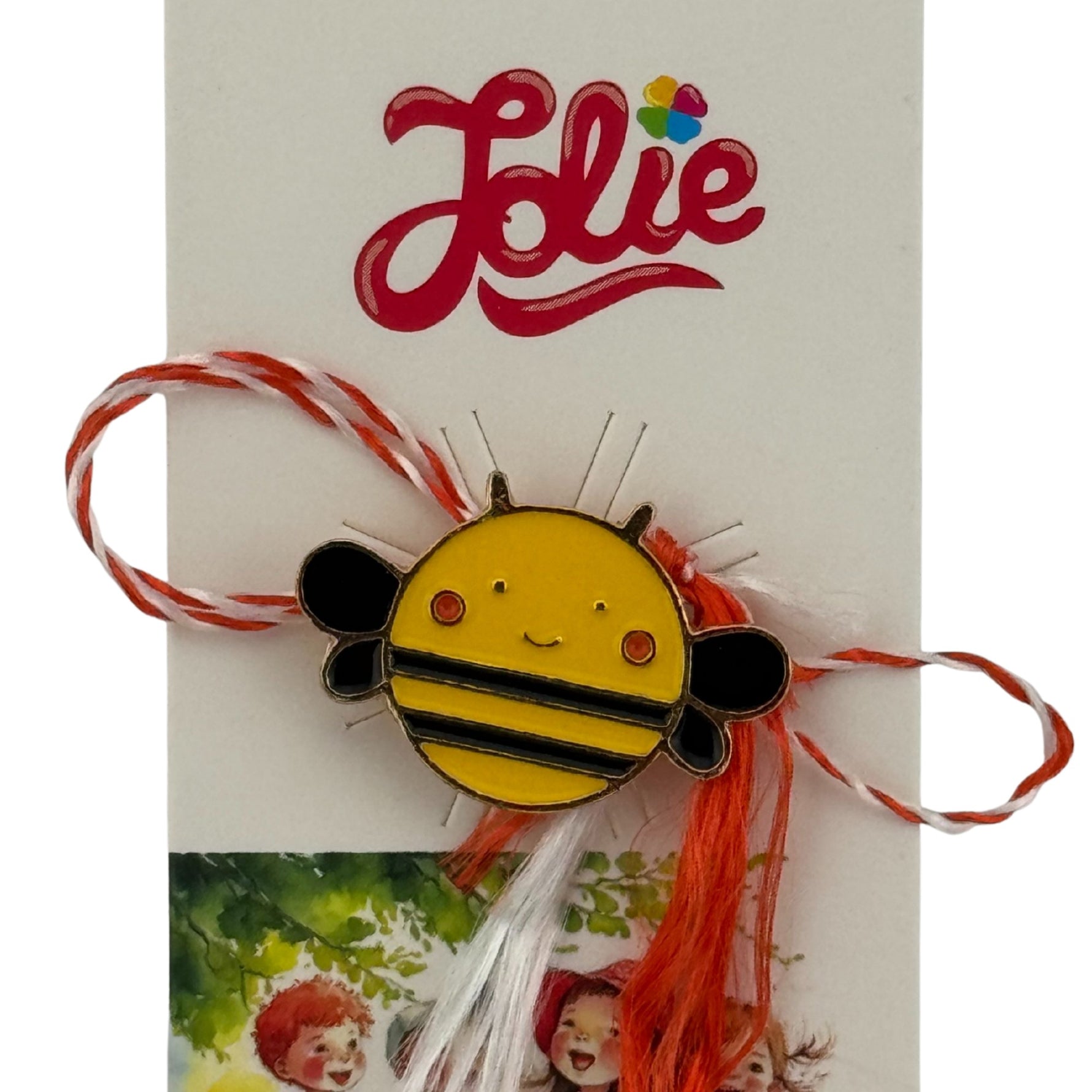 Martisor pentru copii, Jolie, Material Metal, Ambalaj Carton cu Design, Dimensiune Brosa Aproximativ 2x2 cm,