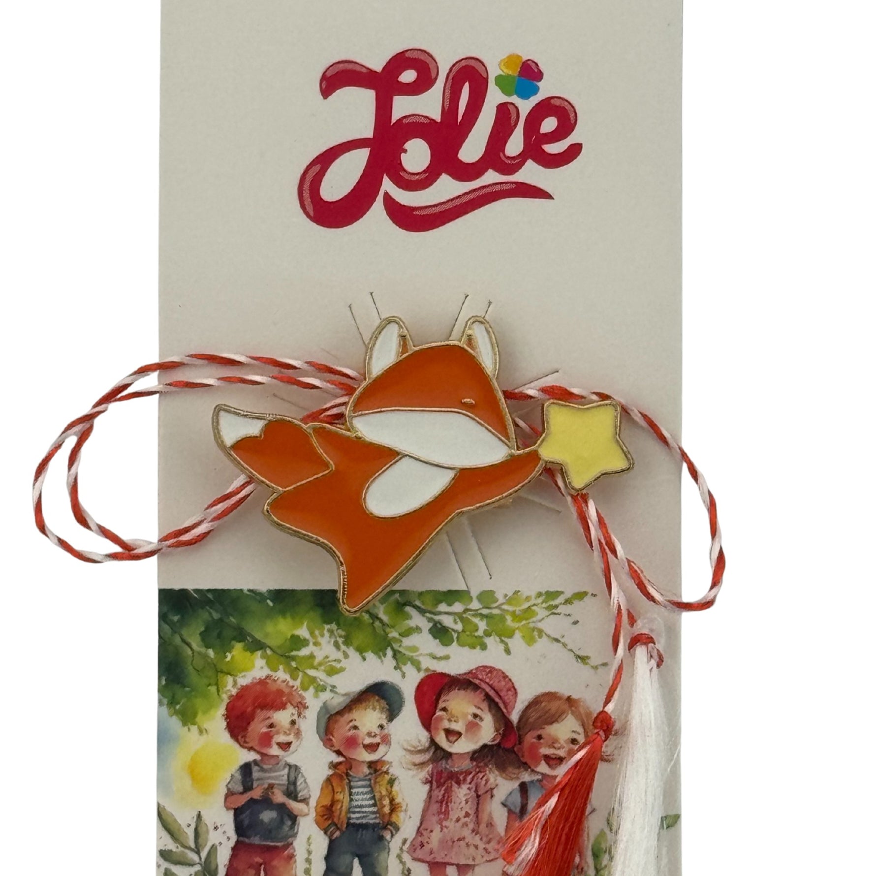 Martisor pentru copii, Jolie, Material Metal, Ambalaj Carton cu Design, Dimensiune Brosa Aproximativ 2x2 cm,