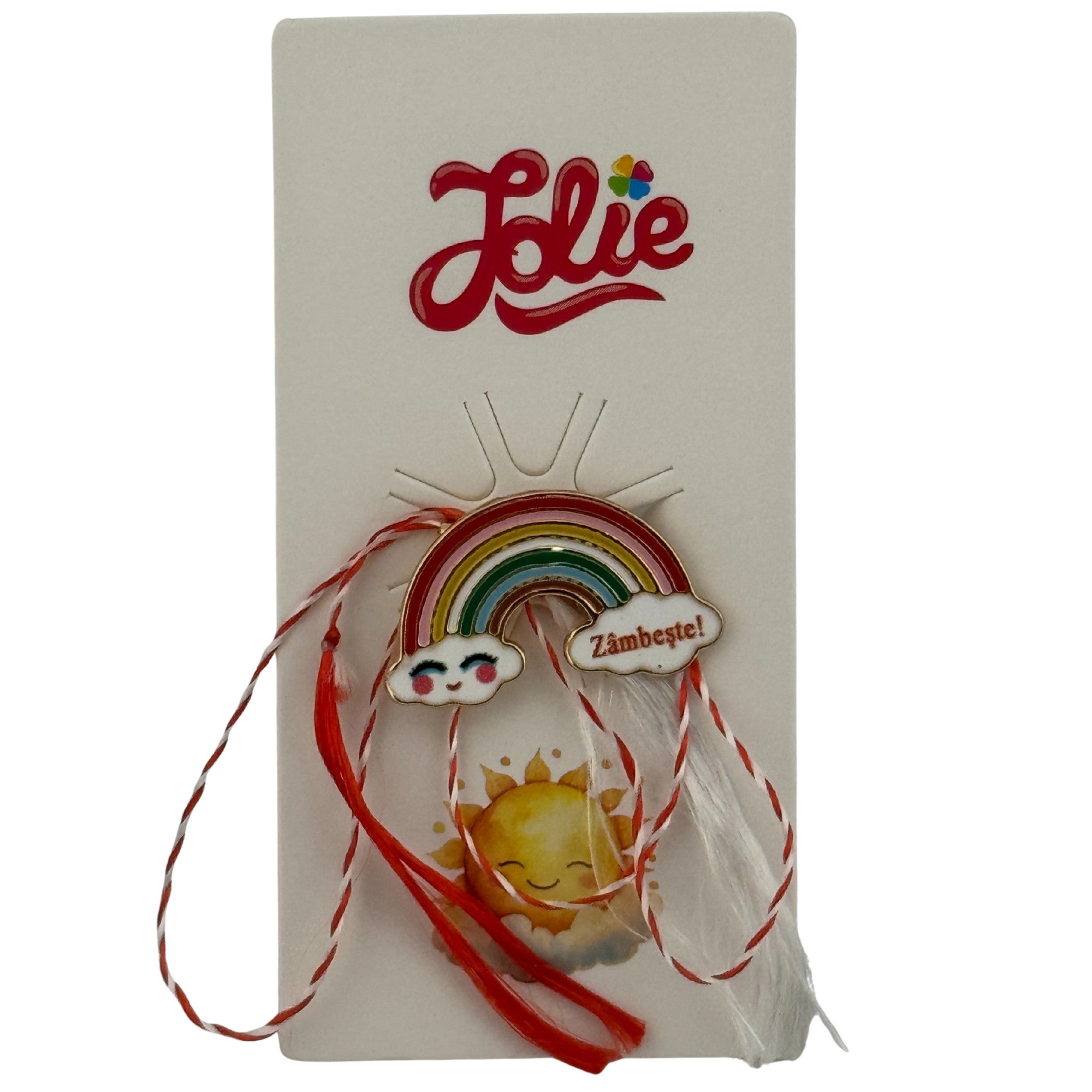 Martisor pentru copii, Jolie, Material Metal, Ambalaj Carton cu Design, Dimensiune Brosa Aproximativ 2x2 cm,