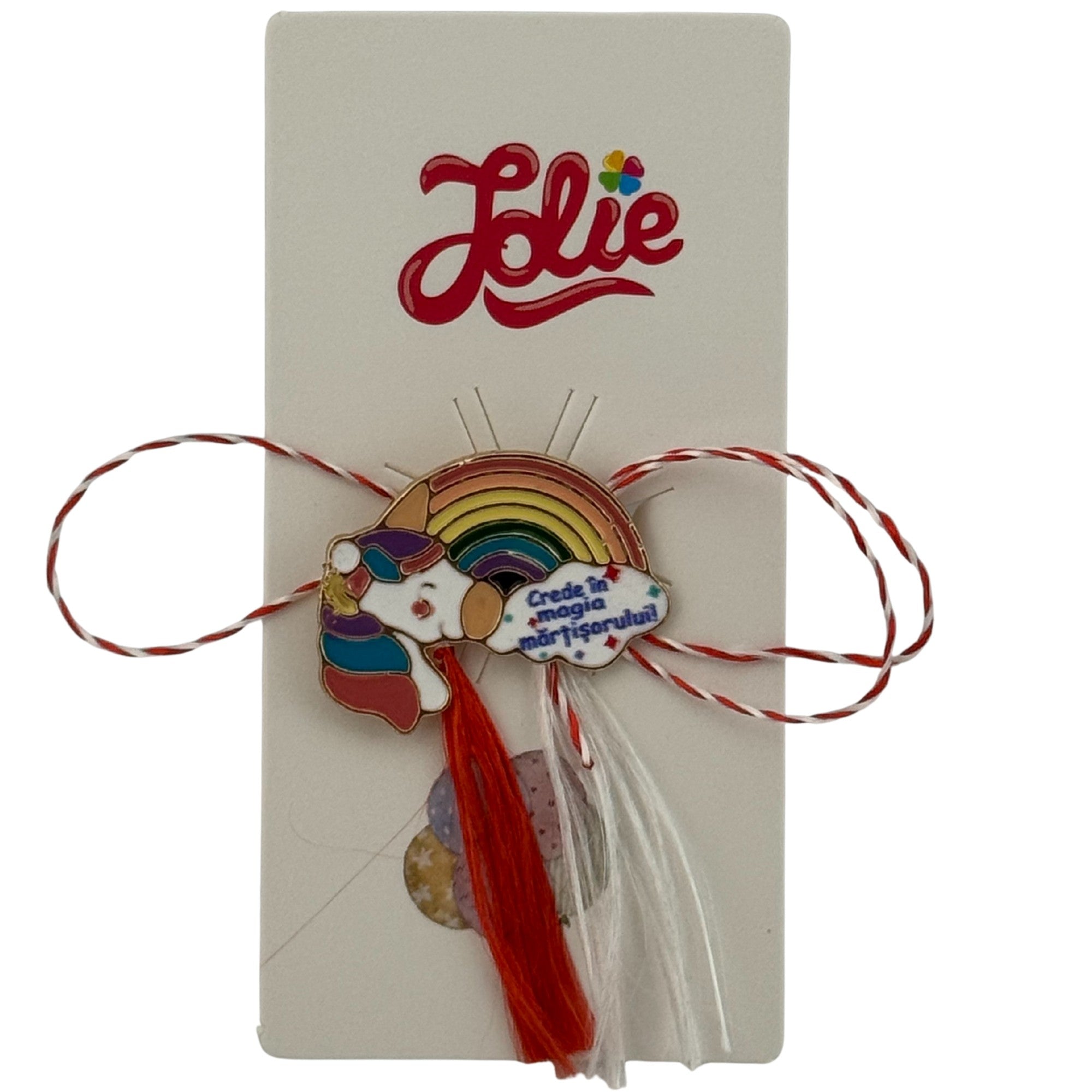 Martisor pentru copii, Jolie, Material Metal, Ambalaj Carton cu Design, Dimensiune Brosa Aproximativ 2x2 cm,