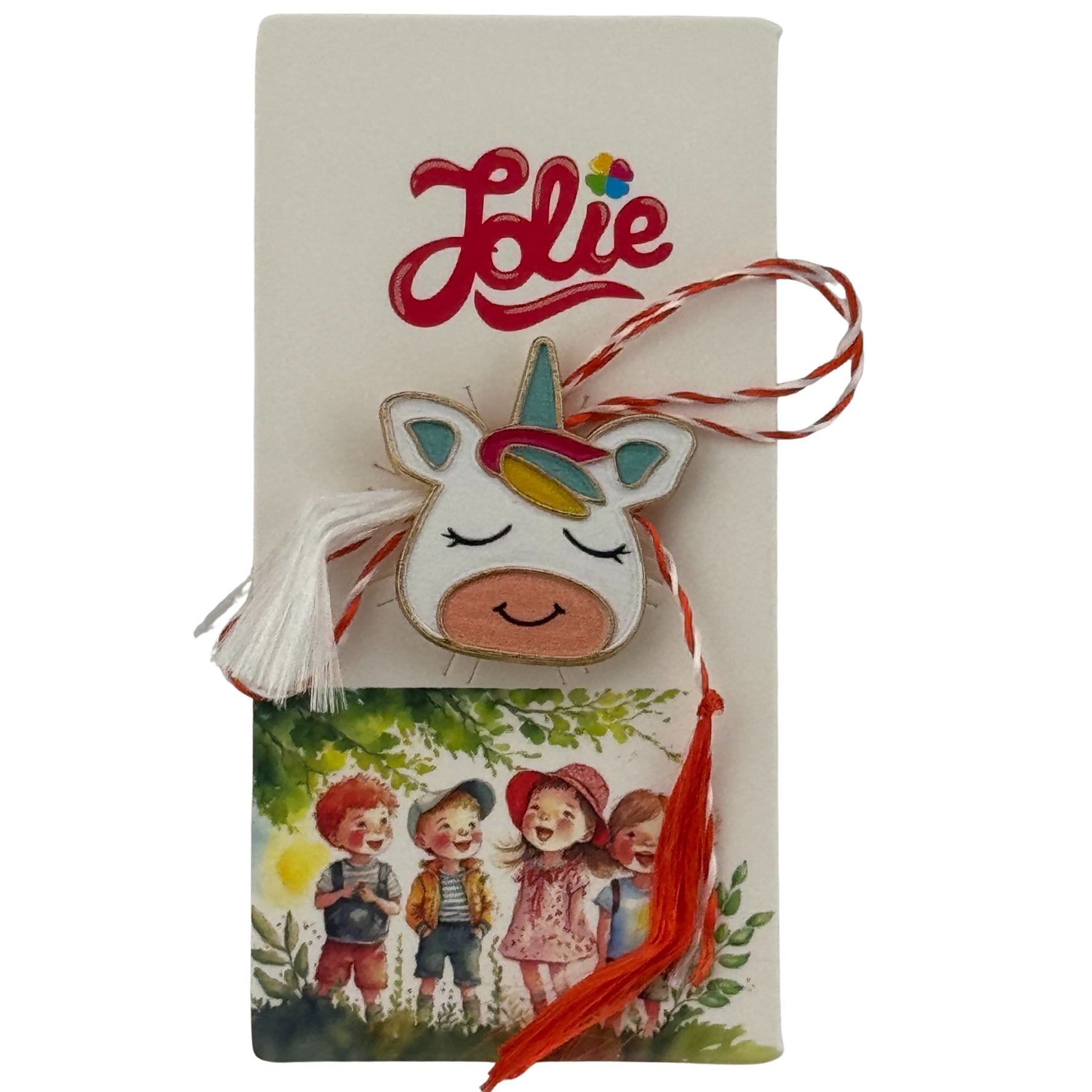 Martisor pentru copii, Jolie, Material Metal, Ambalaj Carton cu Design, Dimensiune Brosa Aproximativ 2x2 cm,