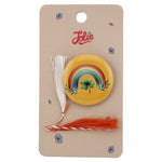 Martisor cu Brosa pentru copii, Jolie, Material Metal, Ambalaj Carton cu Design, Model Curcubeu, Galben Multicolor