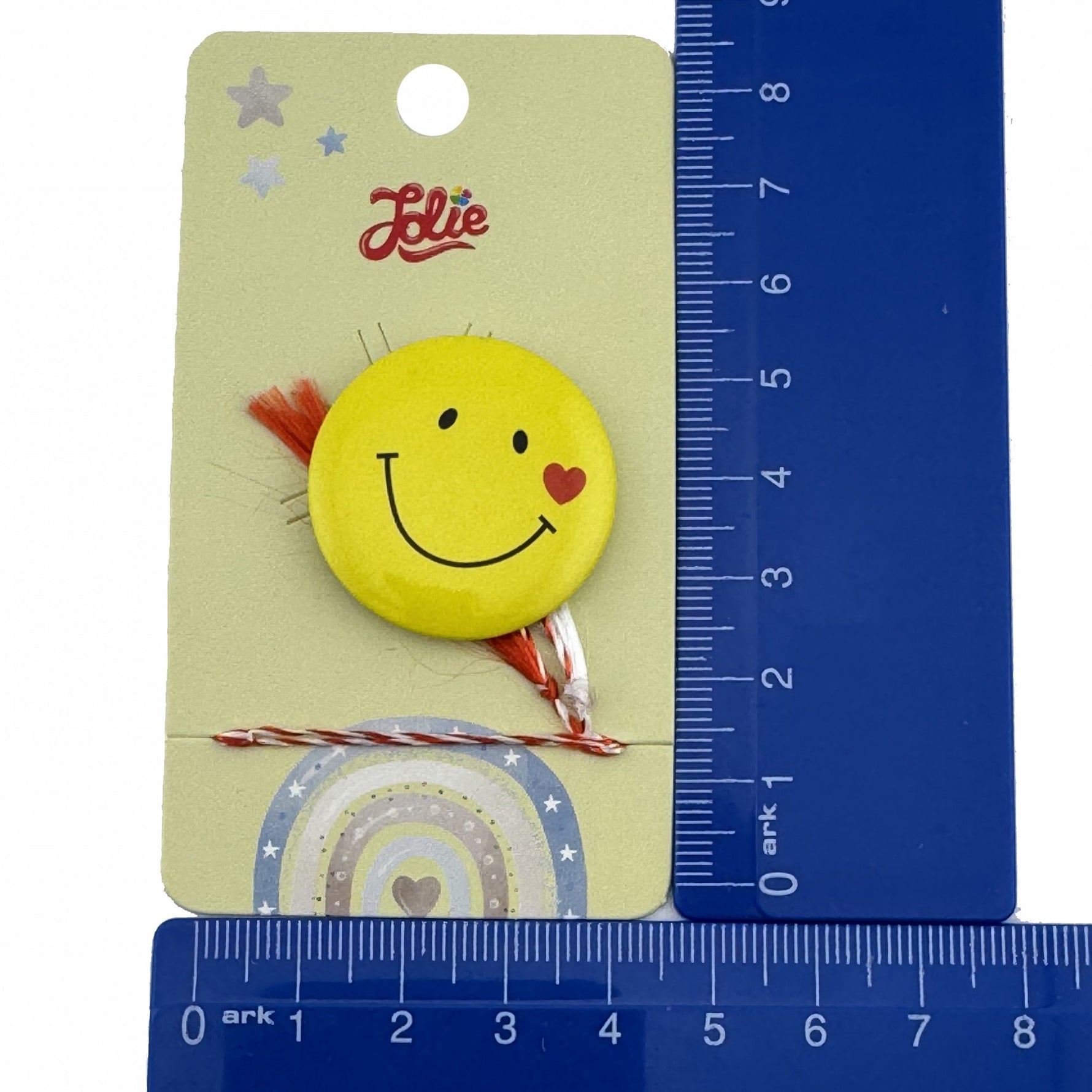 Martisor cu Brosa pentru copii, Jolie, Material Metal, Ambalaj Carton cu Design, Model Zambet, Galben