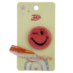 Martisor cu Brosa pentru copii, Jolie, Material Metal, Ambalaj Carton cu Design, Model Zambet de Fata, Rosu