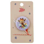 Martisor cu Brosa pentru copii, Jolie, Material Metal, Ambalaj Carton cu Design, Model Girafa, Mov multicolor