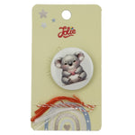 Martisor cu Brosa pentru copii, Jolie, Material Metal, Ambalaj Carton cu Design, Model Urs Koala, Gri/Alb