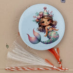 Martisor cu Brosa pentru copii, Jolie, Material Metal, Ambalaj Carton cu Design, Model Sirena, Albastru deschis