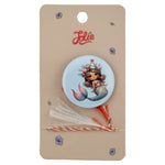 Martisor cu Brosa pentru copii, Jolie, Material Metal, Ambalaj Carton cu Design, Model Sirena, Albastru deschis