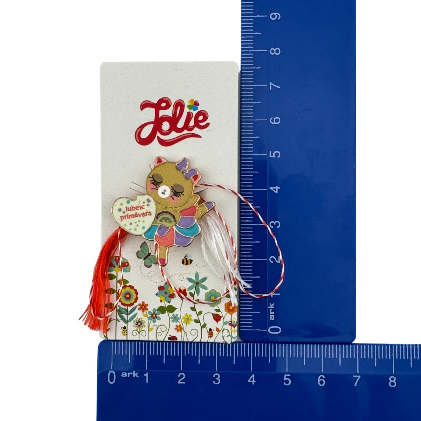 Martisor pentru copii, Jolie, Material Metal, Ambalaj Carton cu Design, Dimensiune Brosa Aproximativ 2x2 cm,