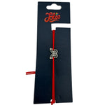 Martisor Bratara din Inox pentru Copii, Jolie, Textil si Inox, Snur Rosu, Model Fluture Plin, Argintiu