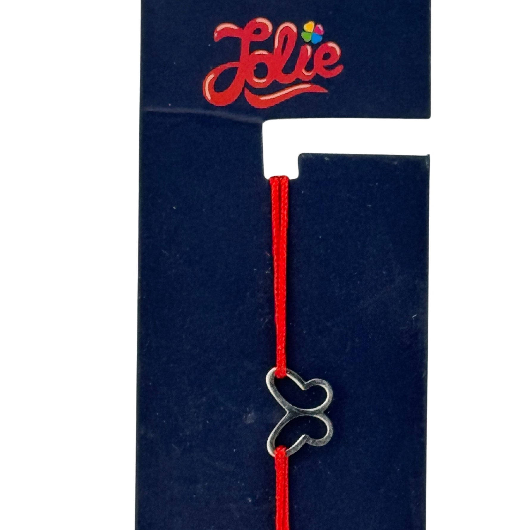 Martisor Bratara din Inox pentru Copii, Jolie, Textil si Inox, Snur Rosu, Model Fluture Gol, Argintiu