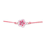 Martisor tip Bratara Traditionala cu Pandantiv, Jolie, Model Floare, Snur Impletit Alb/Rosu, Dimensiune Pandativ Aprox