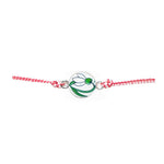 Martisor tip Bratara Traditionala cu Pandantiv, Jolie, Model Ghiocel, Snur Impletit Alb/Rosu, Dimensiune Pandativ Aprox
