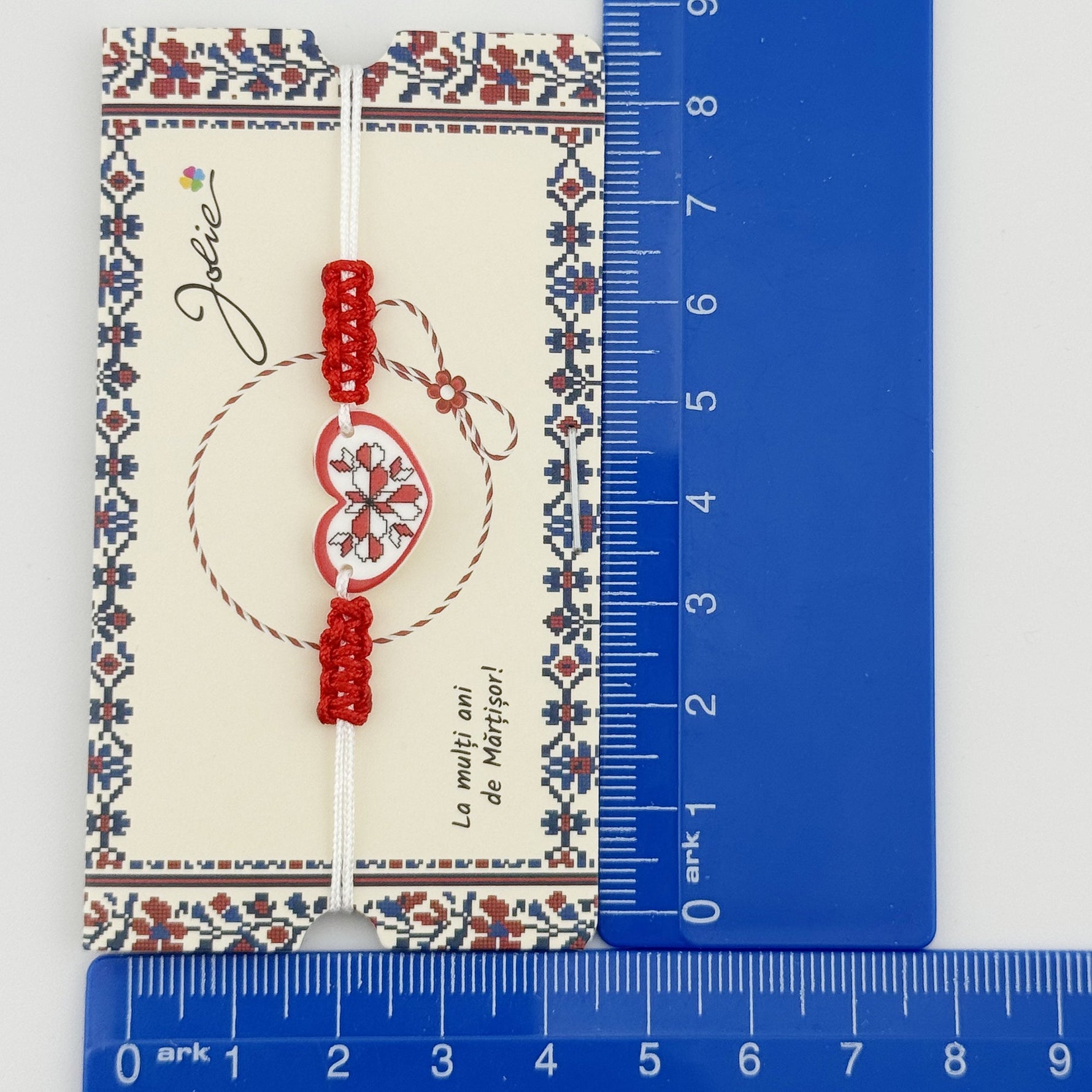 Martisor Traditional Bratara Norocoasa, Jolie, Model Inima, Bratara Martisor pentru Copii, din Plastic/Textil, Snur