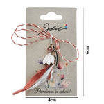 Martisor Traditional, Jolie, Model Ghiocel cu Buburuza, cu Snur Impletit Alb/Rosu, Pandantiv 2 cm, Rosu/Alb