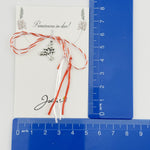 Martisor Traditional, Jolie, Model HOMAR, cu Snur Impletit Alb/Rosu, 8.5 x 5.5 cm. Argintiu