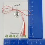 Martisor Traditional, Jolie, Model Potcoava, cu Snur Alb/Rosu, 5.5cm x 8.5cm, Argintiu