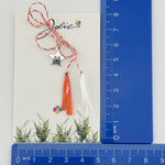 Martisor Traditional, Jolie, Model STEA, cu Snur Impletit Alb/Rosu, 8.5 x 5.5 cm, Argintiu