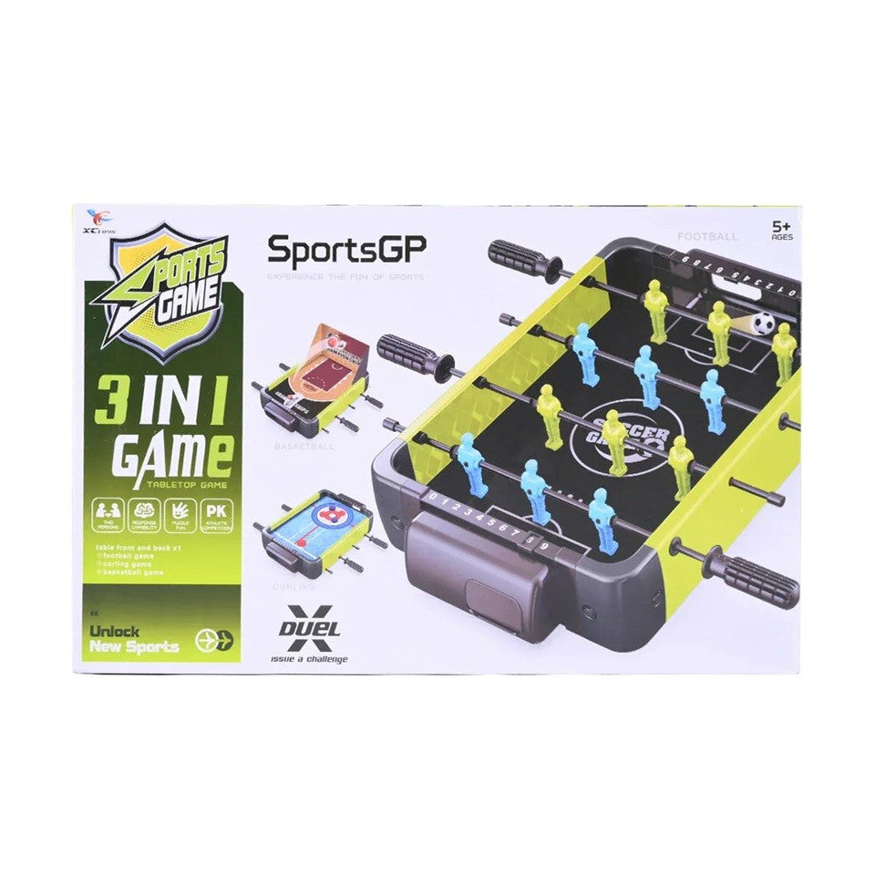Masa de Fotbal 3in1, Flippy, Basket, Curling, 4 Manere, cu Tablou de Scor, din ABS, pentru Adulti/Copii +5 Ani, 36.5 x