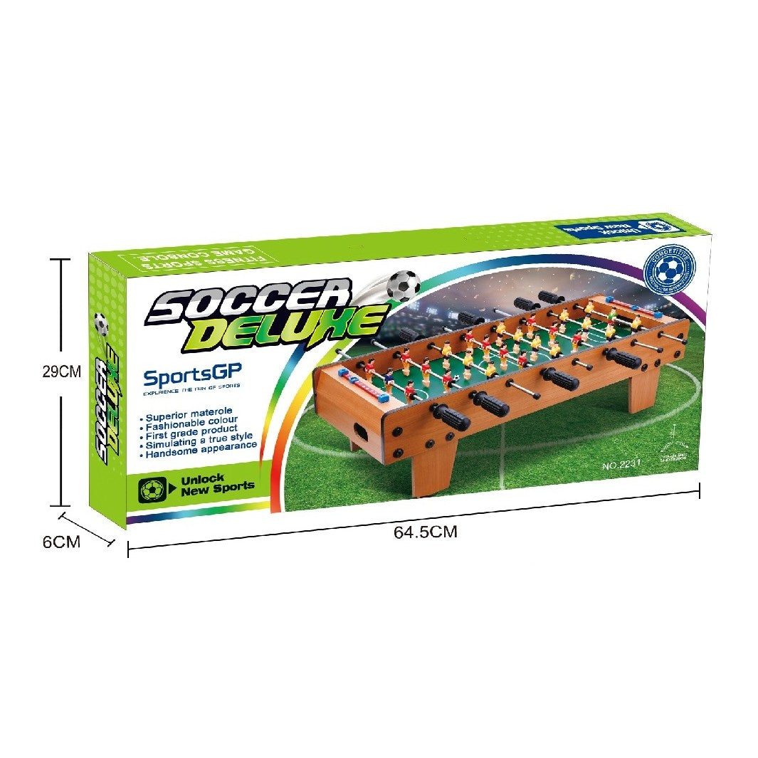 Masa de Fotbal cu Teren, Flippy, cu Picioare Scurte, 8 Manere, Tablou de Scor, 64 x 20 x 47 cm, din Lemn/Otel/ABS, Maro