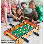 Masa de fotbal cu teren si 12 jucatori Flippy, 4 manere, cu Tablou pentru Scor, din Metal, Lemn si ABS, 37.5 x 21 x 9.5