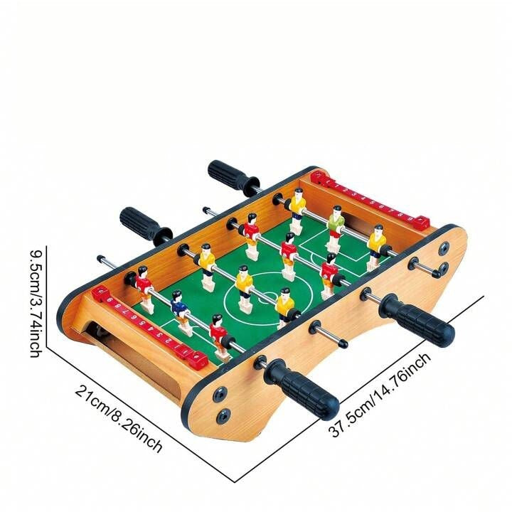 Masa de fotbal cu teren si 12 jucatori Flippy, 4 manere, cu Tablou pentru Scor, din Metal, Lemn si ABS, 37.5 x 21 x 9.5