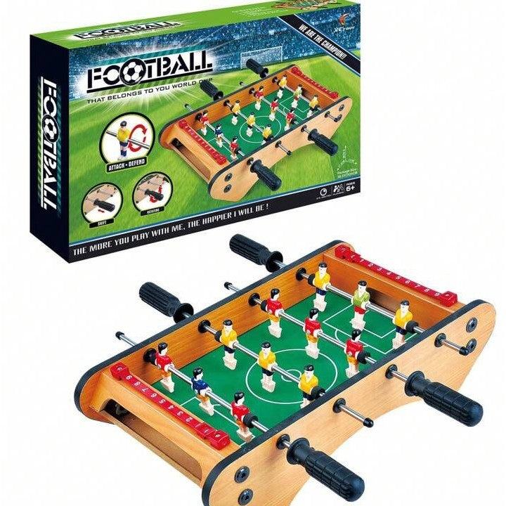 Masa de fotbal cu teren si 12 jucatori Flippy, 4 manere, cu Tablou pentru Scor, din Metal, Lemn si ABS, 37.5 x 21 x 9.5