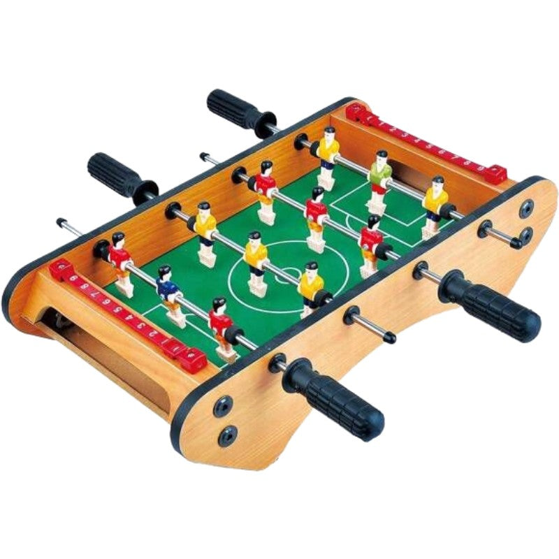 Masa de fotbal cu teren si 12 jucatori Flippy, 4 manere, cu Tablou pentru Scor, din Metal, Lemn si ABS, 37.5 x 21 x 9.5
