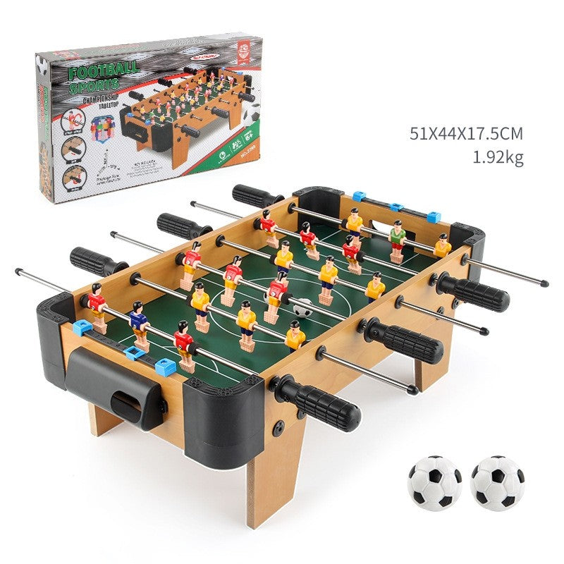 Masa de fotbal cu teren si 18 jucatori Flippy, 6 manere, cu tablou pentru scor, din metal, lemn si ABS, 51 x 44 x 17.5