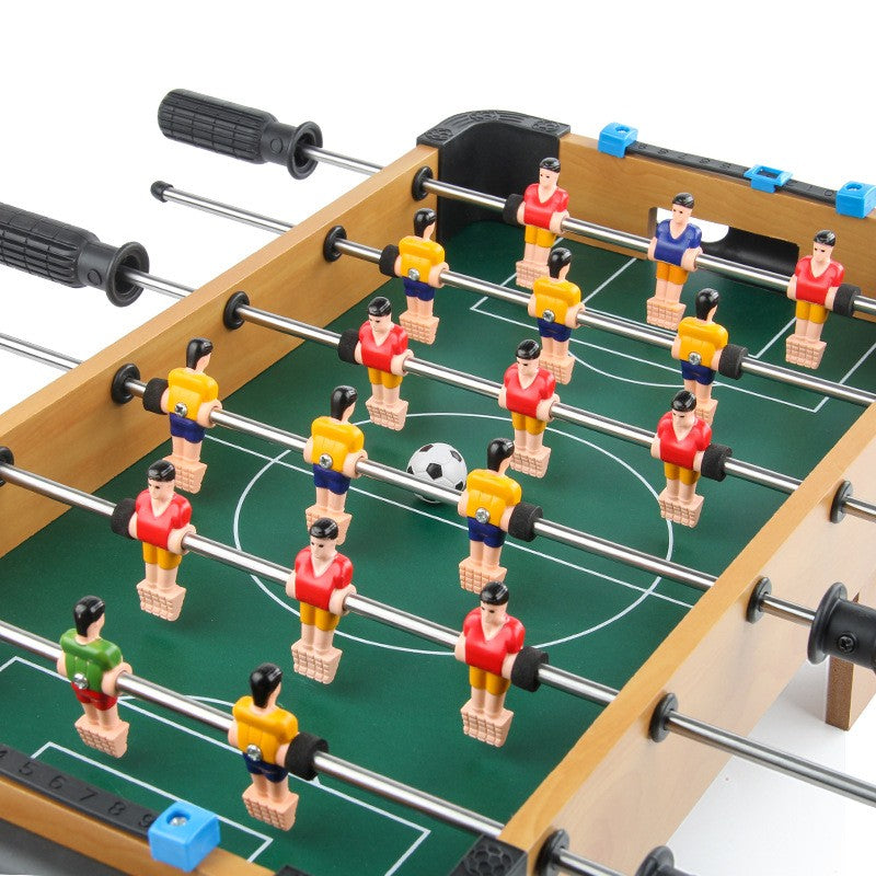 Masa de fotbal cu teren si 18 jucatori Flippy, 6 manere, cu tablou pentru scor, din metal, lemn si ABS, 51 x 44 x 17.5