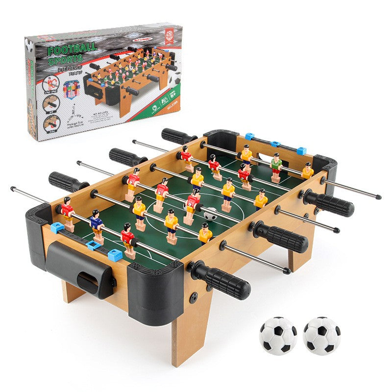 Masa de fotbal cu teren si 18 jucatori Flippy, 6 manere, cu tablou pentru scor, din metal, lemn si ABS, 51 x 44 x 17.5