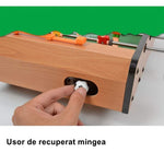 Masa de fotbal cu teren si 18 jucatori Flippy, 6 manere, cu tablou pentru scor, din metal, lemn si ABS, 50 x 25 x 18