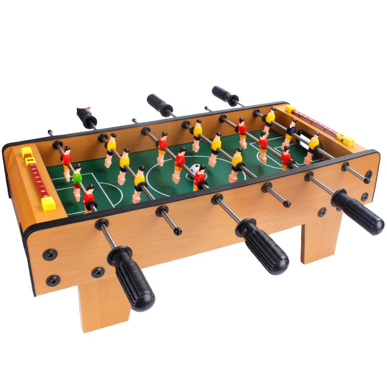 Masa de fotbal cu teren si 18 jucatori Flippy, 6 manere, cu tablou pentru scor, din metal, lemn si ABS, 50 x 25 x 18