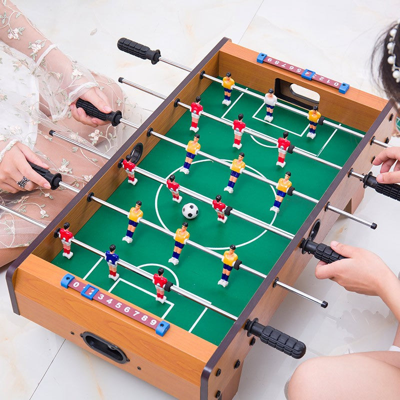 Masa de Fotbal cu Teren si 18 Jucatori Flippy, 6 Manere, cu Tablou pentru Scor, din Metal, Lemn si ABS, 69 x 36.5 x 23