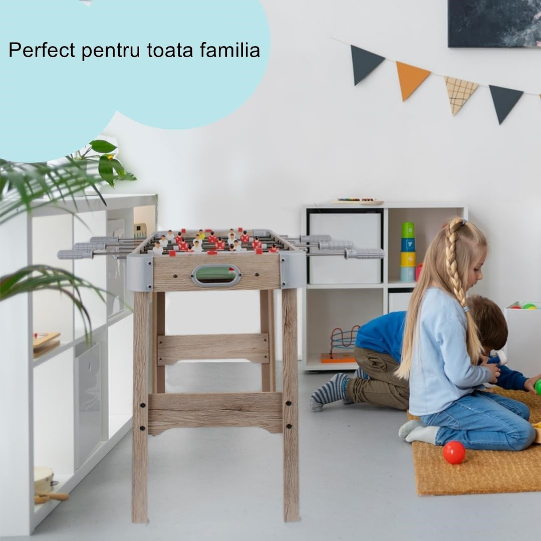 Masa de Fotbal cu Teren si 18 Jucatori Flippy, 6 Manere, cu Tablou pentru Scor, din Metal, Lemn si ABS, 70 x 36 x 64