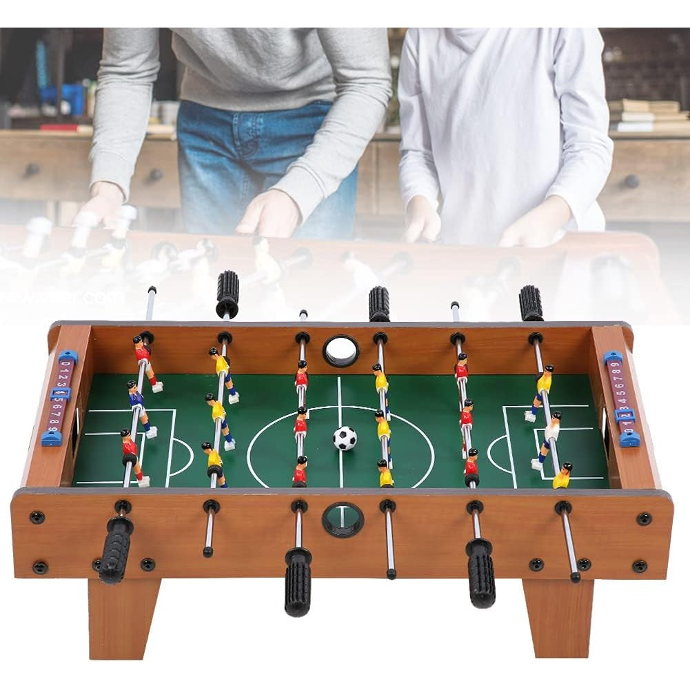 Masa de fotbal cu teren si 18 jucatori Flippy, cu tablou pentru scor, din metal, lemn si ABS, 50 x 25 x 15.5 cm, pentru