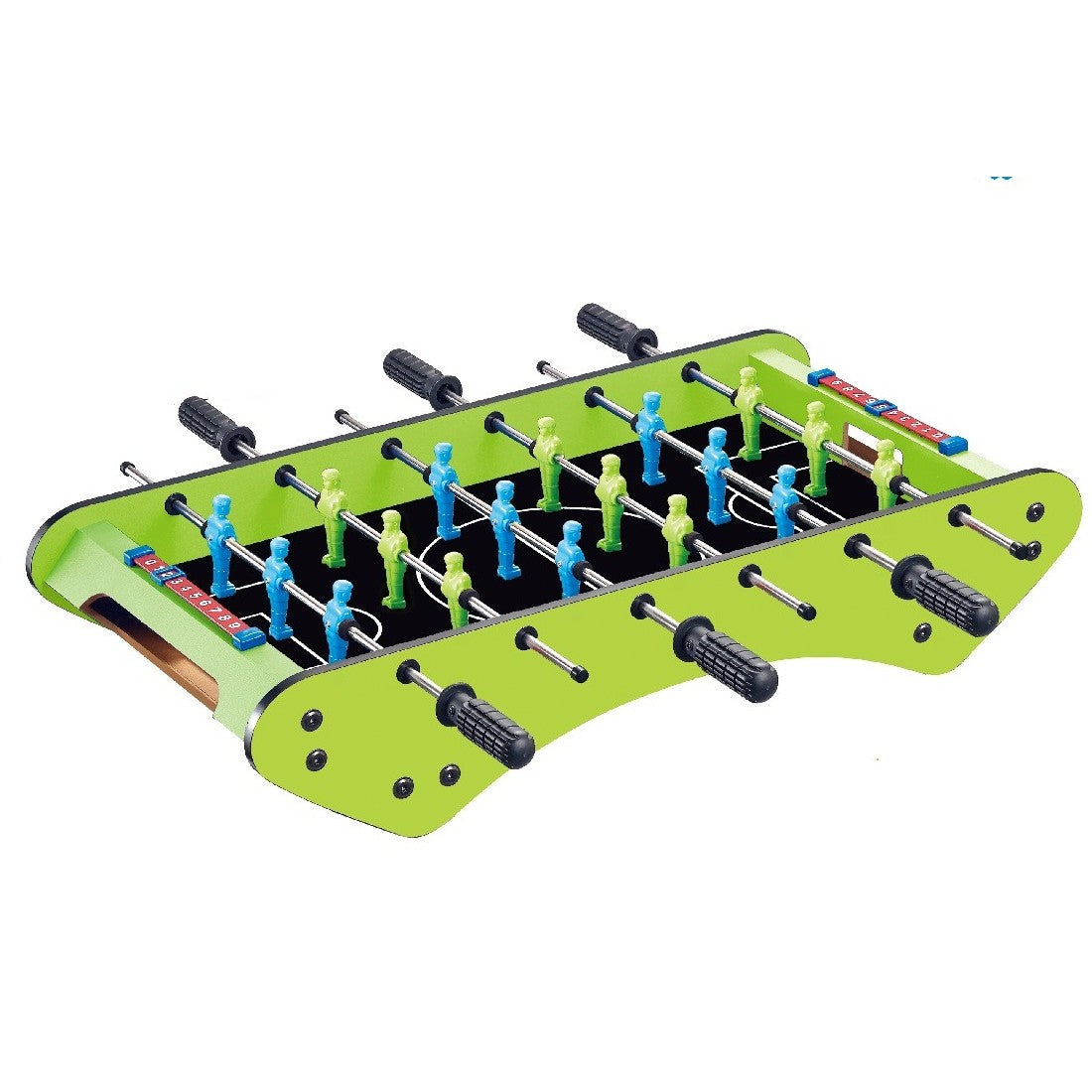 Masa de Fotbal, Flippy, cu Picioare, 6 Manere, Tablou de Scor, 71.3 x 14.6 x 36 cm, din Lemn/Otel/ABS, Verde