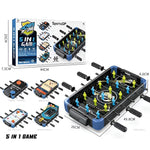 Masa de Joc 5in1 Flippy, cu Teren Schimbabil de Fotbal, Basket, Bowling, Curling si Hockey, cu Tablou Scor, din ABS,