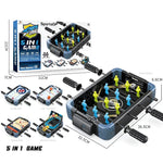Masa de Joc 5in1 Flippy, cu Teren Schimbabil de Fotbal, Basket, Bowling, Curling si Hockey, cu Tablou Scor, din ABS,