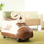 Masina pentru Copii, Flippy, Model Pantof, 4 Roti, 1-6 ani, Cutie de Depozitare, din ABS, 48 x 27 x 34 cm, Maro