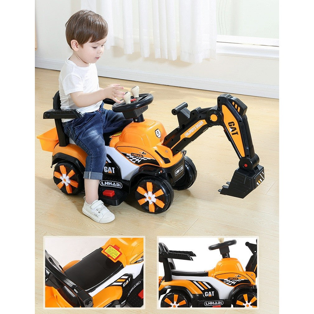 Masinuta Electrica Flippy, Tip Excavator, Brat Electric cu Maneta de Control, Spatar si Bare Laterale, Sistem Muzica si