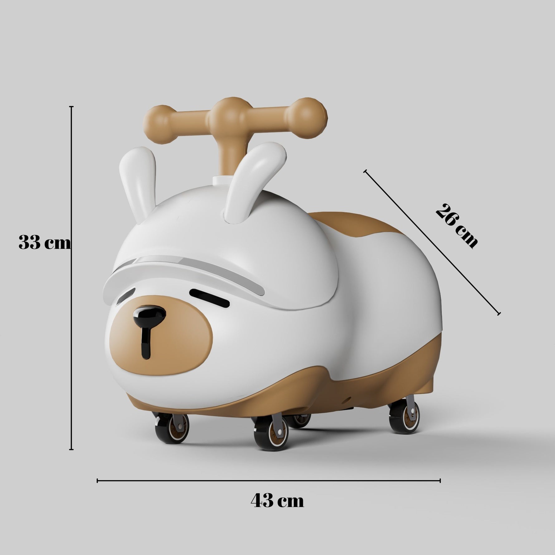 Masinuta Ride-On Flippy, Sistem Anti-Rasturnare, Sistem de Lumini si Sunet, Bluetooth, 1-3 Ani, Model Catel, 43 x 33 x