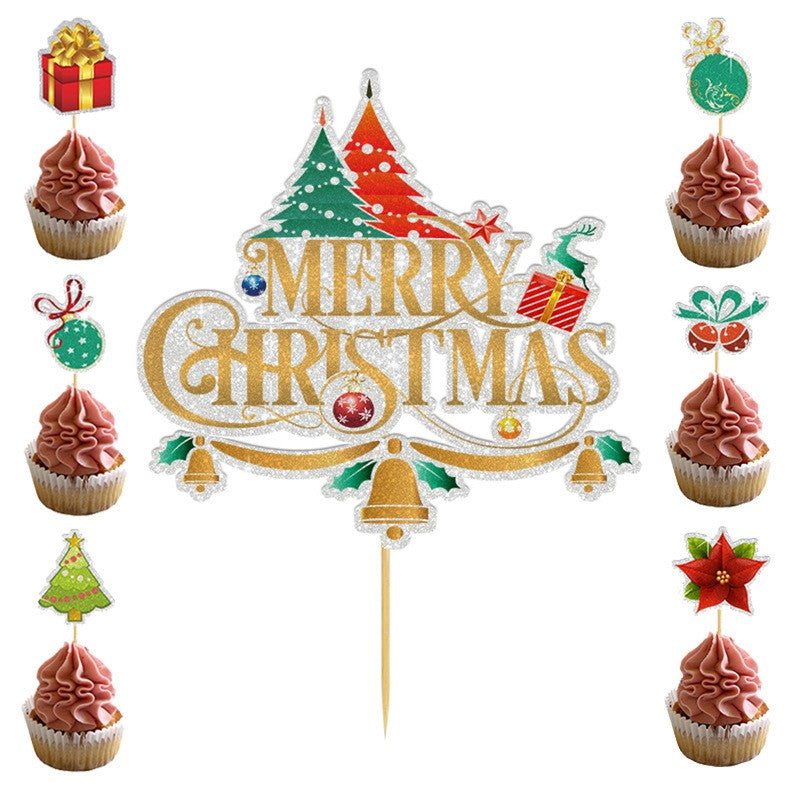 Set Toppere pentru Tort si Prajituri, Flippy, Tematica Craciun, Model Mare Scris Merry Christmas 15.5x14.3 cm, 6