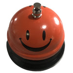 Clopotel Metalic Multifunctional, Flippy, Portocaliu cu Imprimeu Smiley Face, 7.5x7.5x6.5 cm, Receptie, Restaurant,