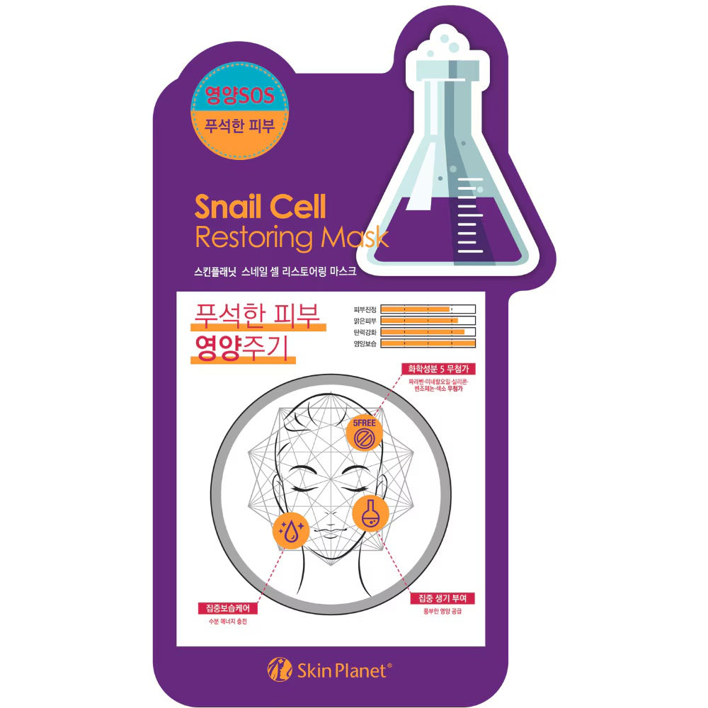 Mijin, Skin Planet, Snail Extract, Restaurativ, Mască facială, Pentru față, 26 g